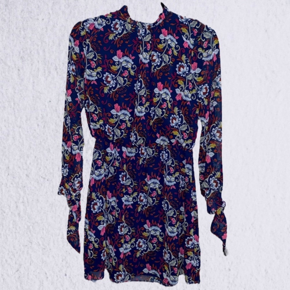 Nordstrom WAYF Navy Floral Dress SZ XS - Picture 3 of 14